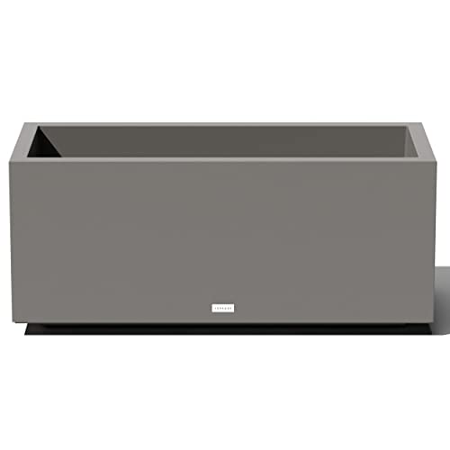 Veradek Block Series Long Box Planter, Large Rectangular | Indoor or Outdoor Use, Durable All-Weather, Drainage Holes, Modern Décor, For Tall Plants, Flowers or Shrubs - color: Gray, size: Large