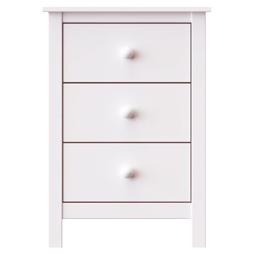 From the Tree Furniture Solid Wood Extra Tall Nightstand for Bedroom with 3 Deep Storage Drawers (White) (BS301) - color: White