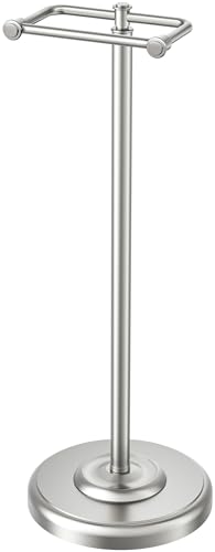 FORIOUS Toilet Paper Holder Stand, SUS304 Stainless Steel Vintage Bathroom Roll Tissue Holder Free Standing with 4.1LBS Heavy Weighted Base Anti-Tipping, Fits Mega Rolls, Brushed Nickel - color: Stainless Steel