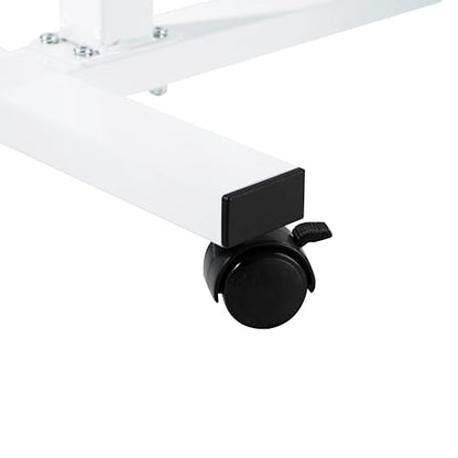 Seville Classics Solid-Top Height Adjustable Mobile Laptop Computer Desk Cart Ergonomic Home Office Stand Rolling Table, Overbed (23.6"), White - color: White, size: Overbed Sit Stand (24")