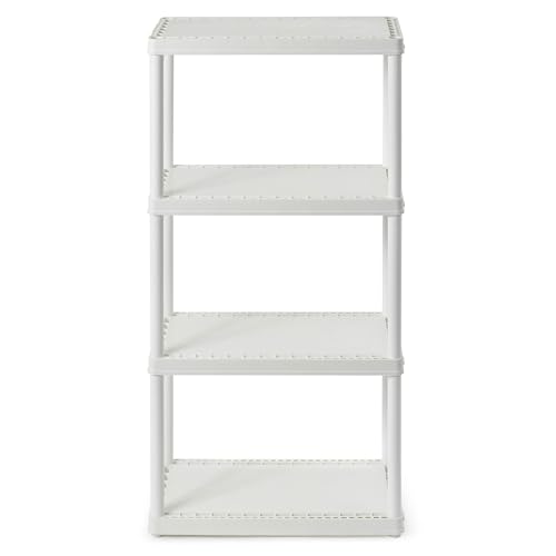 Gracious Living 4 Shelf Fixed Height Solid Light Duty Storage Unit 12 x 24 x 48" Organizer System for Home, Garage, Basement, & Laundry, White - color: 4 Shelf - White, size: 1 Pack