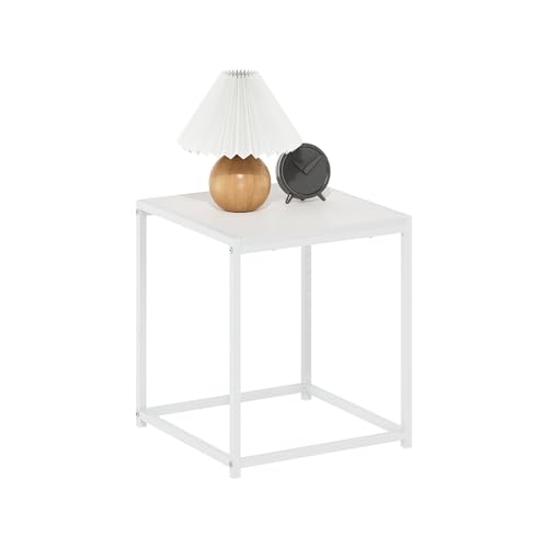Modern End Table with Metal Frame, Easy Assembly Night Stand, Square Open Frame Bedside Table, Side Table, for Bedroom, Living Room, Solid White - color: Solid White/White, size: 1 Tier, Set of 1