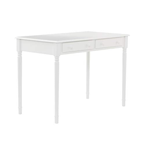 SEI Furniture - Writing 2-drawer Desk- Crisp White - Transitional Design, White Finish - Ideal for Home Office, Bedroom (HO8800) - color: Crisp White