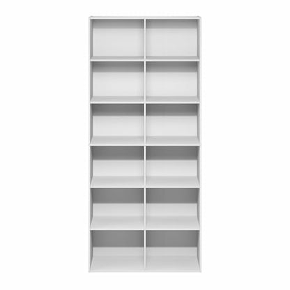 Furinno Basic Book Shelf, 12-Cube Bookshelf, Open Shelf Bookcase, Cube Storage Organizer, 12 x 32 x 71, for Living Room, Home Office, Plain White