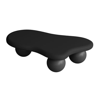 47.2” Cloud Coffee Table with 3 Ball Legs, Modern Irregular Center Table for Living Room, Low Cute Small MDF Tea Table for Bedroom, Space Apartment-Black - color: Cloud -47"black
