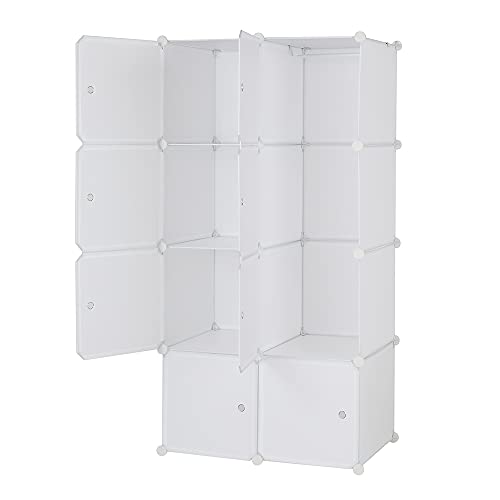 8-Cube Cube Storage, Organizer Stackable Plastic Cube Storage Shelves Design Multifunctional Modular Closet Cabinet with Hanging Rod DIY Stackable Bookshelf, Modular shelving Units Ideal for Home