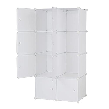 8-Cube Cube Storage, Organizer Stackable Plastic Cube Storage Shelves Design Multifunctional Modular Closet Cabinet with Hanging Rod DIY Stackable Bookshelf, Modular shelving Units Ideal for Home
