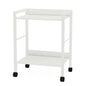 2-Tier Rolling Utility Cart with White Shelves and White Metal Frame, Industrial Mobile Storage Trolley on Wheels for Kitchen, Office, Bathroom, Living Room