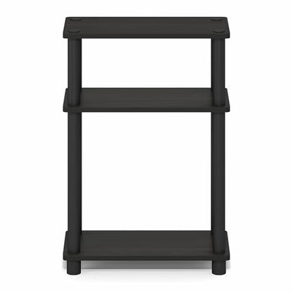 Furinno Turn-N-Tube Narrow Side Table, 3-Tier Rectangular Modern End Table with Storage Shelf, Slim Toolless Assembly Nightstand, Night Stand, Bedside Table, for Living Room, Bedroom, Espresso - color: Espresso/Black