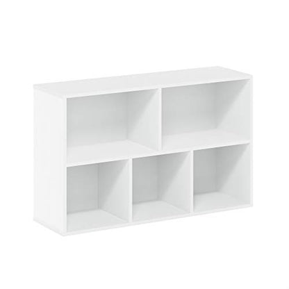 Furinno LUDER Book Shelf, 5-Cube Bookshelf, Reversible Bookcase, 9.4 x 19.5 x 31.5, Easy Assembly, for Living Room, Bedroom, Home Office, White - color: White, size: 5-Cube