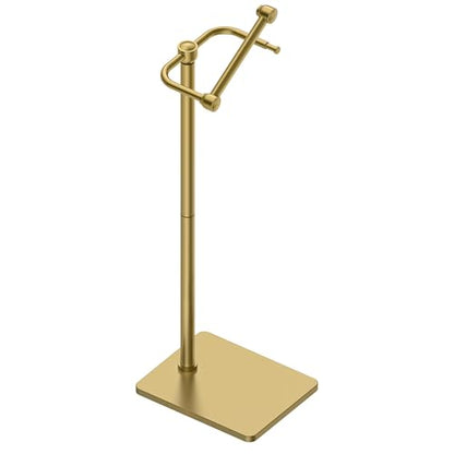 RUACQ Bathroom Toilet Paper Holder Stand, Brushed Gold | Dual-Post Pivoting Free Standing Toilet Roll Holder with Weighted Base, Anti-drop Design 304 Stainless Steel Tissue Stand - color: Brushed Gold, size: Free Standing
