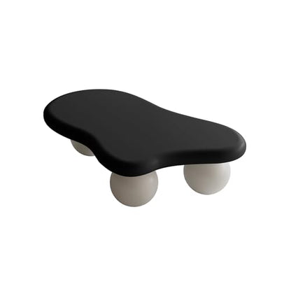 40” Cloud Coffee Table with 3 Ball Legs, Modern Irregular Center Table for Living Room, Low Cute Small MDF Tea Table for Bedroom, Space Apartment-Black White - color: Cloud -40"black White