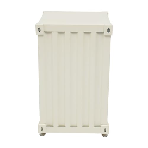 12.6 X 12.6 X 19.7 in Industrial Side Table, Metal Iron 3-Tier Bedside Table with 2 Compartments & 1 Storage Drawer, Retro Metal Shipping Container Cabinet for Bar/Bedroom/Garage (White) - color: White