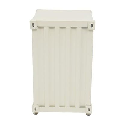 12.6 X 12.6 X 19.7 in Industrial Side Table, Metal Iron 3-Tier Bedside Table with 2 Compartments & 1 Storage Drawer, Retro Metal Shipping Container Cabinet for Bar/Bedroom/Garage (White) - color: White