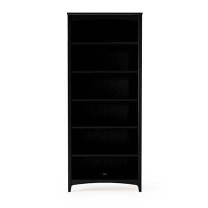 Camaflexi Shaker Style 6 Shelf Bookcase/Solid Wood / 72 inch Tall/Adjustable Shelving/Closed Back/Display Bookshelf for Living Room, Bedroom, Home and Office, Black - color: Black, size: 72"