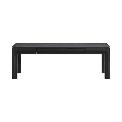 NTC Flow Modern Wooden Rectangle Coffee Table with Hidden Drawer – Waterproof & Heat Resistant, Burnt Black - color: Burnt Black, size: 47 Inch, style: Coffee Table