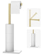 Freestanding Toilet Paper Holder Stand Brushed Gold Tissue Roll Holder | SUS 304 Stainless Steel Rustproof 22 Inch Rotating Bathroom Toilet Paper Stand for 4 Rolls with Marble Base by HOMEMYSTIQUE - color: Brushed Gold
