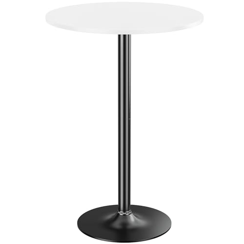 Shahoo Round Bar Table, Cocktail Table with Metal Base & MDF Top, Counter Height Pub Table for Dining Room, Living Room, Kitchen, Bar, Pub, Cafe, White - color: White, style: Basic