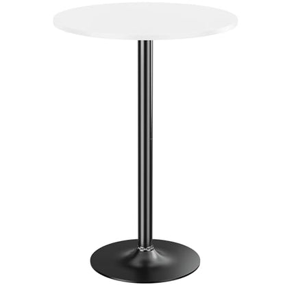 Shahoo Round Bar Table, Cocktail Table with Metal Base & MDF Top, Counter Height Pub Table for Dining Room, Living Room, Kitchen, Bar, Pub, Cafe, White - color: White, style: Basic