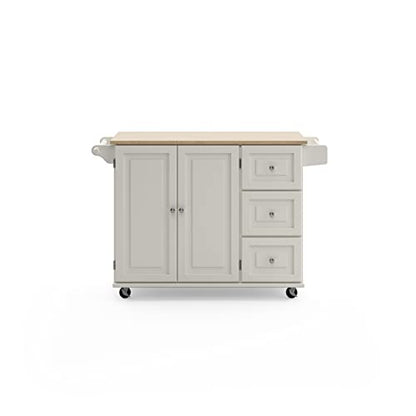 Homestyles Dolly Madison Off-White Mobile Kitchen Island Cart with Wood Drop Leaf Breakfast Bar - color: Soft White