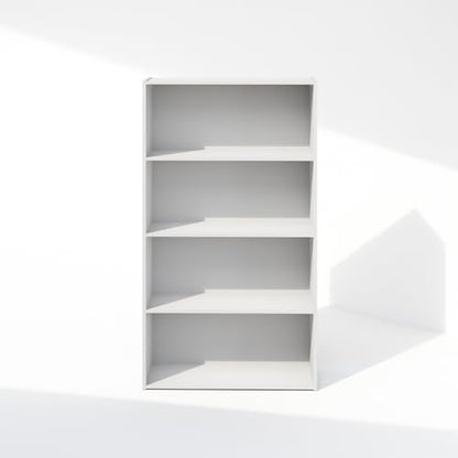 Furinno Simple Book Shelf, 4-Tier Bookshelf, Bookcase with Open Shelf, 9.4 x 23.6 x 41.7, for Living Room, Bedroom, Home Office, White - color: White, size: 4-Tier, Standard