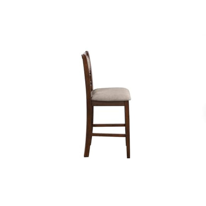 New Classic Furniture Gia Counter Dining Chair (Set of Four), Light Brown Fabric Upholstered Seat & Back Rest, Cherry Brown - color: Cherry, size: Set of 4, style: Counter Chair