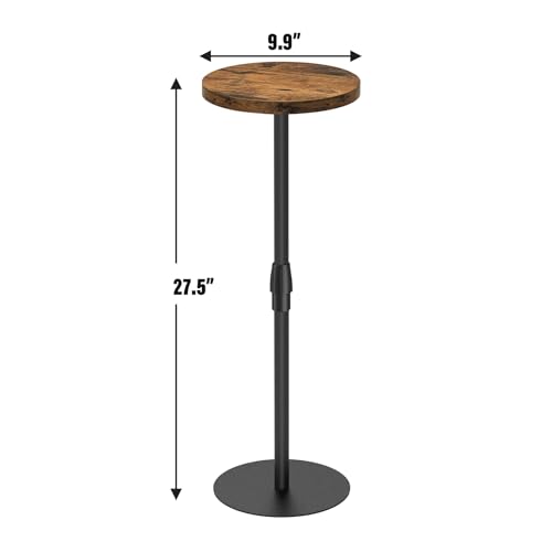 TUTOTAK Tall Round Side Table, Small End Table, Drink Table, Pedestal Table | for Small Spaces, Accent Nightstand, livingroom, Bedroom, Brown TB01BB096 - color: Brown, size: 1 Pack, style: Adjustable