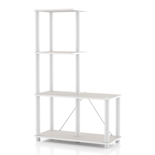 Homes: Inside + Out Apexa Modern 4-Cube Ladder Shelving Units, Collectibles Display Shelves, Easy Assembly Standing Shelf, Home Storage Organizer for Living Room, Bedroom, Office, Taupe Grey - color: Taupe Grey, size: 4-Cube Ladder