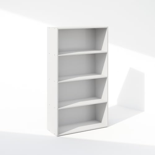 Furinno Simple Book Shelf, 4-Tier Bookshelf, Bookcase with Open Shelf, 9.4 x 23.6 x 41.7, for Living Room, Bedroom, Home Office, White - color: White, size: 4-Tier, Standard