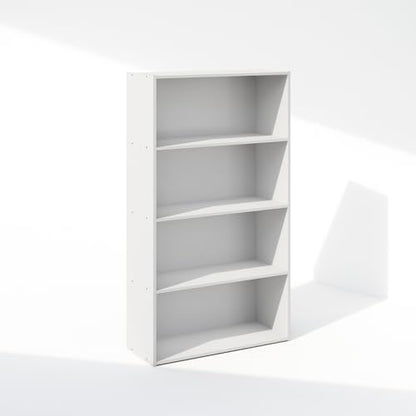 Furinno Simple Book Shelf, 4-Tier Bookshelf, Bookcase with Open Shelf, 9.4 x 23.6 x 41.7, for Living Room, Bedroom, Home Office, White - color: White, size: 4-Tier, Standard
