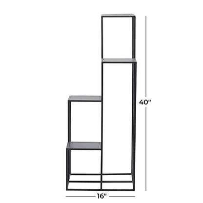 Deco 79 Metal 4 Tier Plantstand, 16" x 16" x 40", Black - color: Black, size: 16" x 16" x 40"