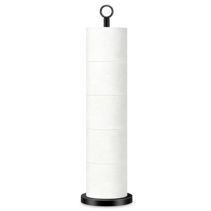 TACGEA Toilet Paper Holder Stand(with Reserve Function), Free-Standing Spare Rolls Storage Holder, Stainless Steel Matte Black - color: Matte Black (With Top Ring)