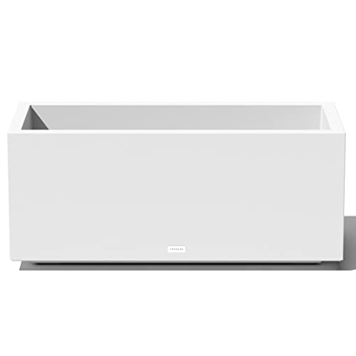 Veradek Block Series Long Box Planter - Large Rectangular Planter for Indoor or Outdoor Patio/Porch | Durable All-Weather Use with Drainage Holes | Modern Décor for Tall Plants, Flowers or Shrubs - color: White, size: Large
