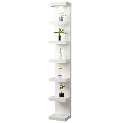 home stuff Lack Wall Shelf Unit with Extra Strong Backboard, Versatile 7 Tier Shelf Unit, White Lack Wall Shelf, Display Floating Shelf with LED Remote Control Light (White) - color: White