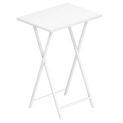 HOOBRO Folding TV Tray Tables, Stable Snack Table for Small Space, Portable Sofa Side Table, Easy Assembly and Storage, Ideal for Snacks and Meals in Living Room, White WW15BZ01 - color: White