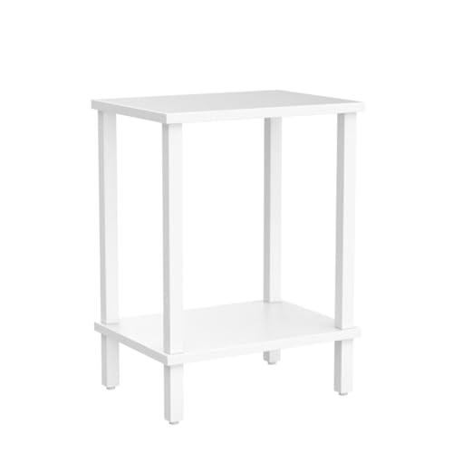 TUTOTAK End Table, Set of 2, Side Table, Nightstand, 2-Tier Storage Shelf, Sofa Table for Small Space, Living Room, Bed Room TB01BW035 - color: Pure White
