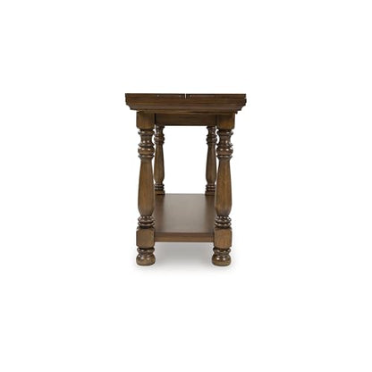 Signature Design by Ashley Sturlayne Flip Top Sofa Table, Expandable Console to Dining Table, Drop Leaf Design with Hardwood Solids, Space-Saving Multi-Use Furniture for Living Room, Brown - color: Brown, style: Sofa Table