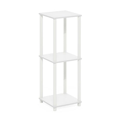 Furinno Turn-N-Tube Side Table Set of 2, 2-Tier Stackable Modern End Table with Open Shelf, Toolless Night Stand, Bedside Table, for Living Room, Bedroom, White - color: White, size: 2-Pack, 2-Tier, style: 2-Pack