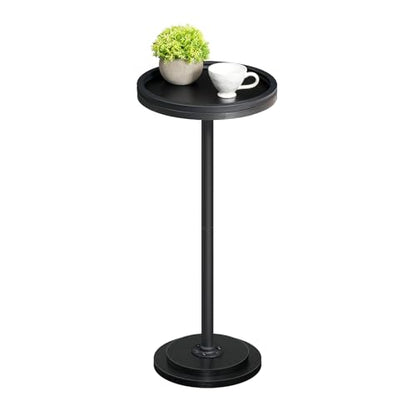 HOOBRO Small Round Side Table, Drink Table, Coffee Martini Table with Pedestal Accent for Small Spaces in Living Room, Bedroom, Sofa Couch, Black BB168BZ01 - color: Black
