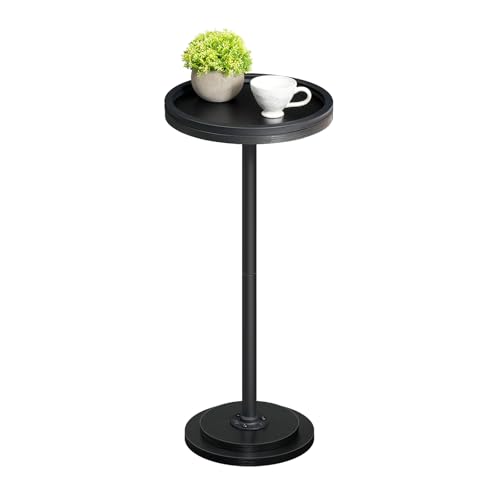 HOOBRO Small Round Side Table, Drink Table, Coffee Martini Table with Pedestal Accent for Small Spaces in Living Room, Bedroom, Sofa Couch, Black BB168BZ01 - color: Black