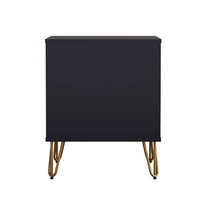 Manhattan Comfort Avira 20 Inch Nightstand with Drawer and Shelf, Mid Century Modern Bedroom Stand with Storage, Compact Side End Table with Metal Legs, Black - color: Black