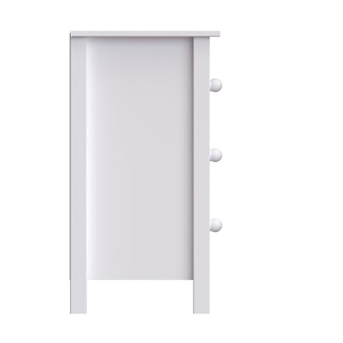 From the Tree Furniture Solid Wood Extra Tall Nightstand for Bedroom with 3 Deep Storage Drawers (White) (BS301) - color: White