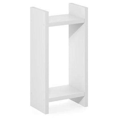 Furinno Viola Tall Side Table, 2-Tier Modern End Table with Open Shelf, 1.2-Inch Extra Thick Frame Night Stand, Open Back Bedside Table, Easy Assembly, for Living Room, Bedroom, White - size: 2-Tier, 31" Tall