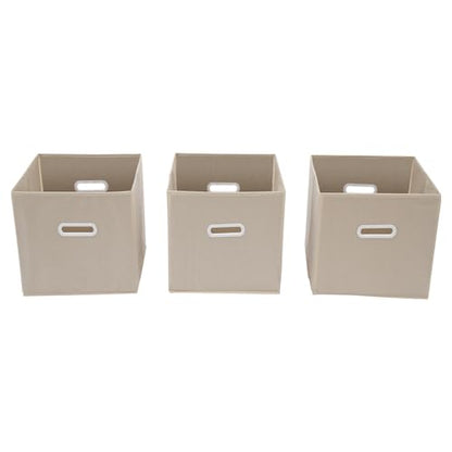 6 Cube Bookcase, 2-Tier Solid Wood Storage Organizer, Floor Standing Display Cabinet Bookshelf with 3 Fabric Baskets, Back Panels for Bedroom, Living Room, Office 35.4"W X 11.8"D X 23.6"H (Wood)
