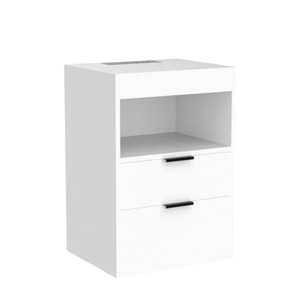 Yusong Night Stand, Bedside Table, LED Nightstand with Charging Station, Modern Night Stand, Wood Sofa Couch End Side Table with 2 Pull-Out Shelf (White 001) - color: White 001