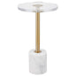 Small Clear Acrylic End Table, Marble Base Gold Leg Modern Nightstand | Acrylic Side Table with Marble Base & Gold Support Post, Accent Furniture for Drinks Snacks, Bedroom Living Room Office - color: Whtie