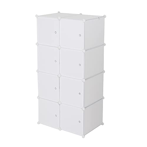 8-Cube Cube Storage, Organizer Stackable Plastic Cube Storage Shelves Design Multifunctional Modular Closet Cabinet with Hanging Rod DIY Stackable Bookshelf, Modular shelving Units Ideal for Home
