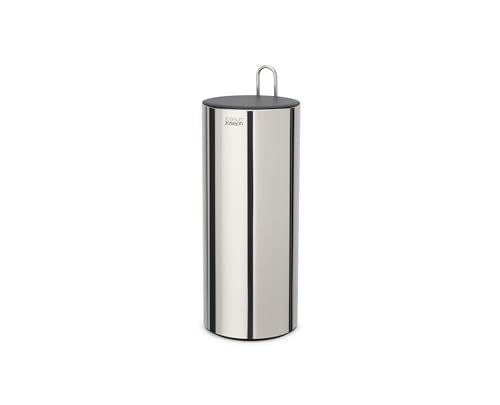 Joseph Joseph EasyStore Luxe Stainless Steel Concealed Toilet Paper Holder Stand Storage with Lid, Hods up to 3 Rolls - style: Holder