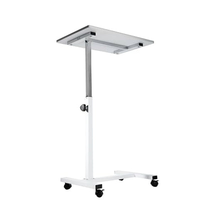 Seville Classics Solid-Top Height Adjustable Mobile Laptop Computer Desk Cart Ergonomic Home Office Stand Rolling Table, Overbed (23.6"), White - color: White, size: Overbed Sit Stand (24")