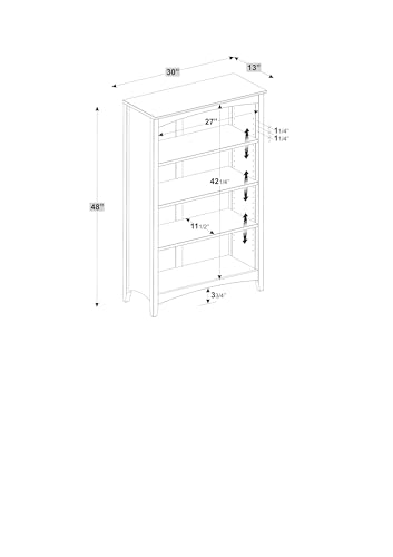Shaker Style 4 Shelf Bookcase / Solid Wood / 48" High / Adjustable Shelving / Closed Back / Display Bookshelf for Living Room, Bedroom, Home and Office, Cherry - color: Brown, size: 48"
